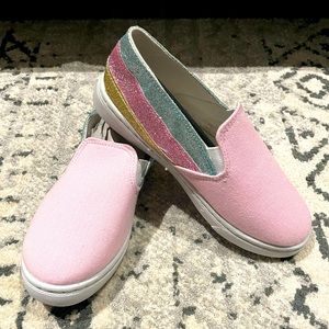 NEW IN THE BOX Girl‘s Pink Glitter Rainbow Sneakers